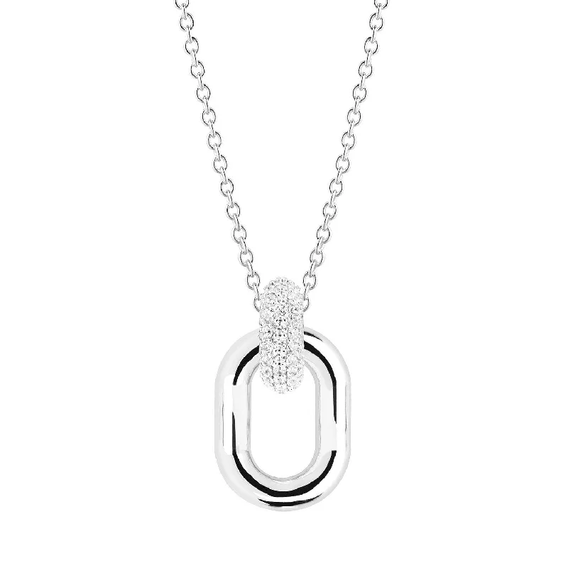 Ladies wedding anniversary necklaces-Capri Due Silver Necklace w. White Zirconias