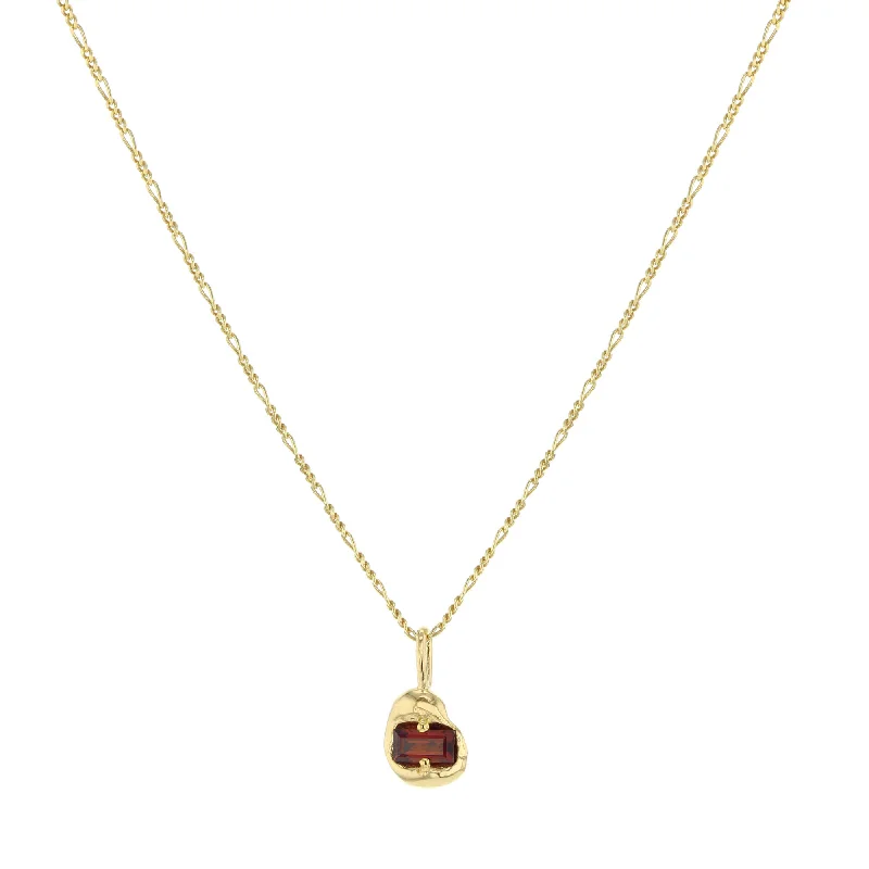 Ladies necklace sets-Vital Gold Plated Necklace w. Red Zirconia