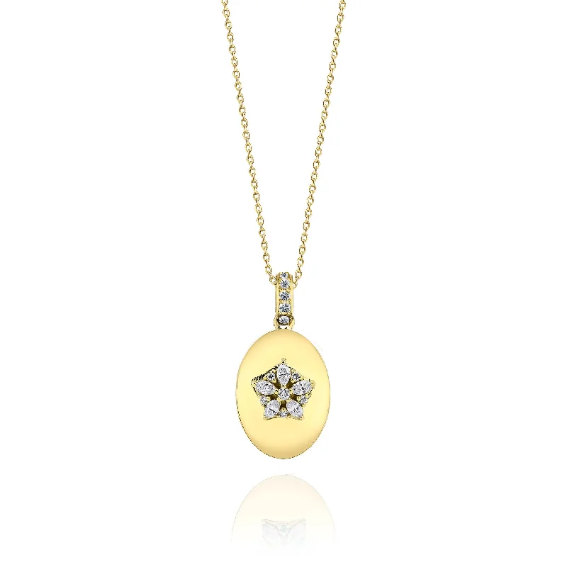 Ladies pearl necklaces-Fleur Sparkle 18K Gold Necklace w. Diamonds