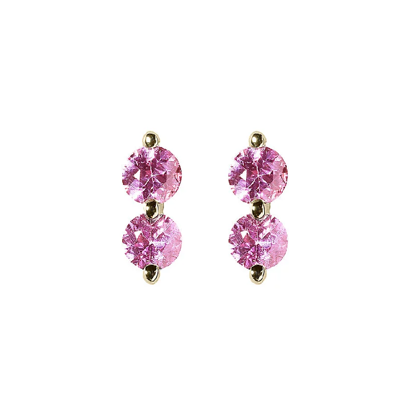 Ladies emerald earrings-Pink Sapphire Doubles Studs