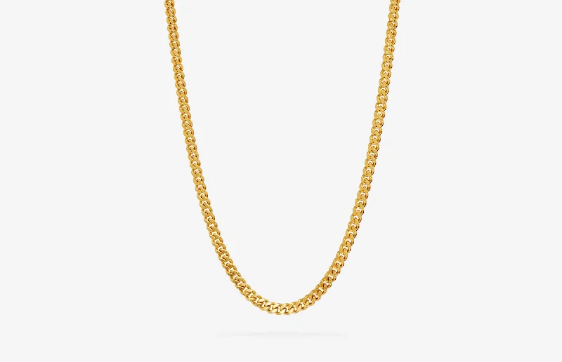 Ladies choker necklaces-IX Curb Brushed 22K Gold Plated Necklace