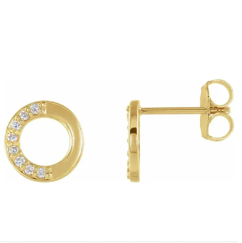 Ladies small stud earrings-14k Half Circle Posts (E1739KY)