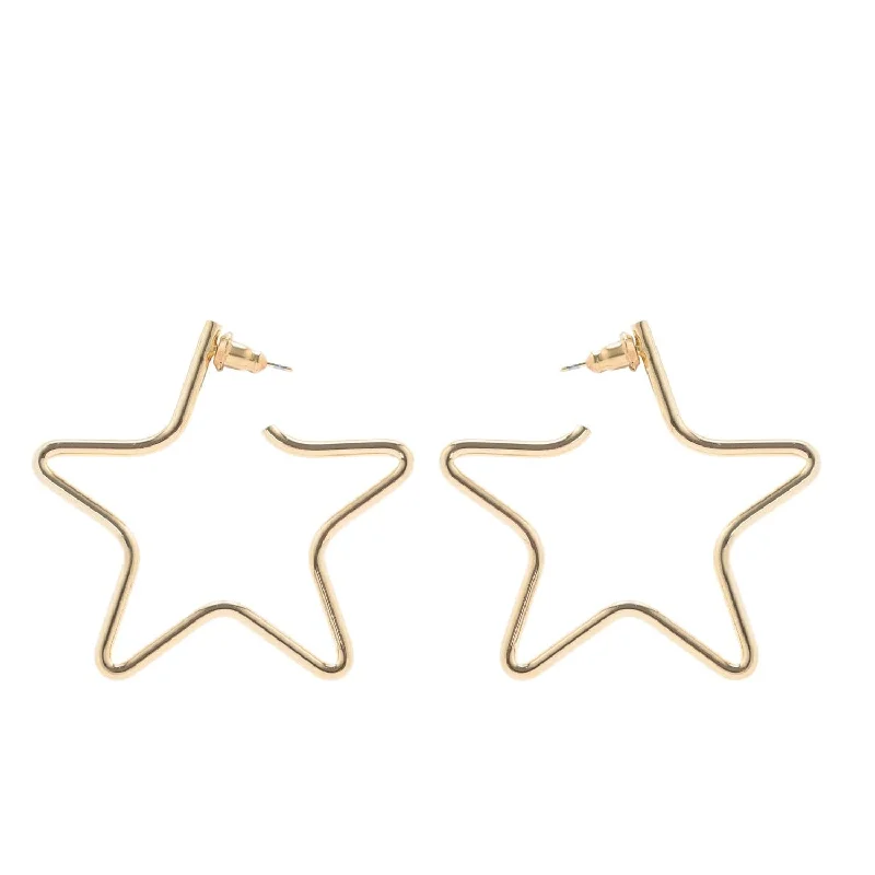 Ladies geometric earrings-Medium Full Star Earrings