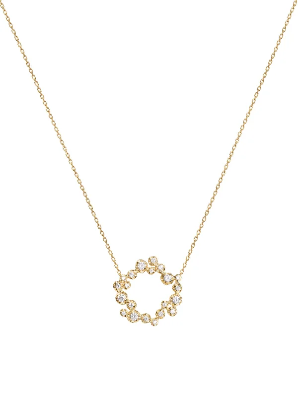 Ladies white gold necklaces-Big Circle Nr 01 18K Gold, Whitegold or Rosegold Necklace w. Diamonds