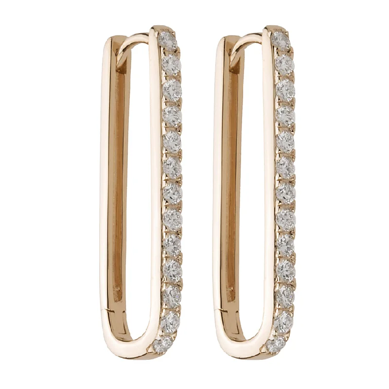 Ladies sparkling earrings-Large Paperclip Hoop Earring