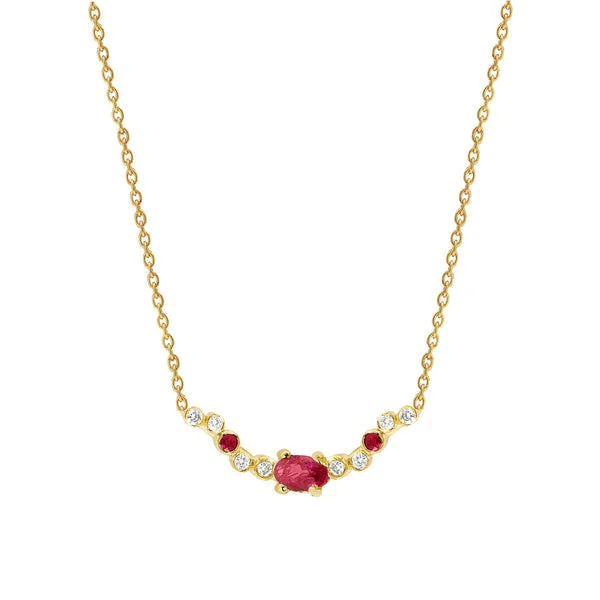 Ladies choker necklaces-Seraphina Wing 18K Gold Necklace w. Rubies & Diamonds