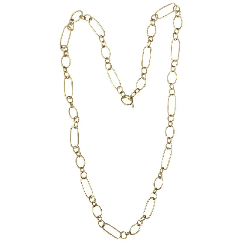 Ladies gemstone pendant necklaces-36 Inch Gold Paper Clip Link Necklace