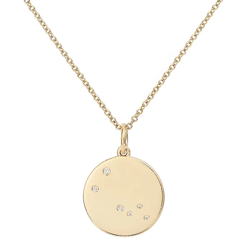 Ladies dainty necklaces-Star Badge Taurus 18K Gold Necklace w. Diamonds