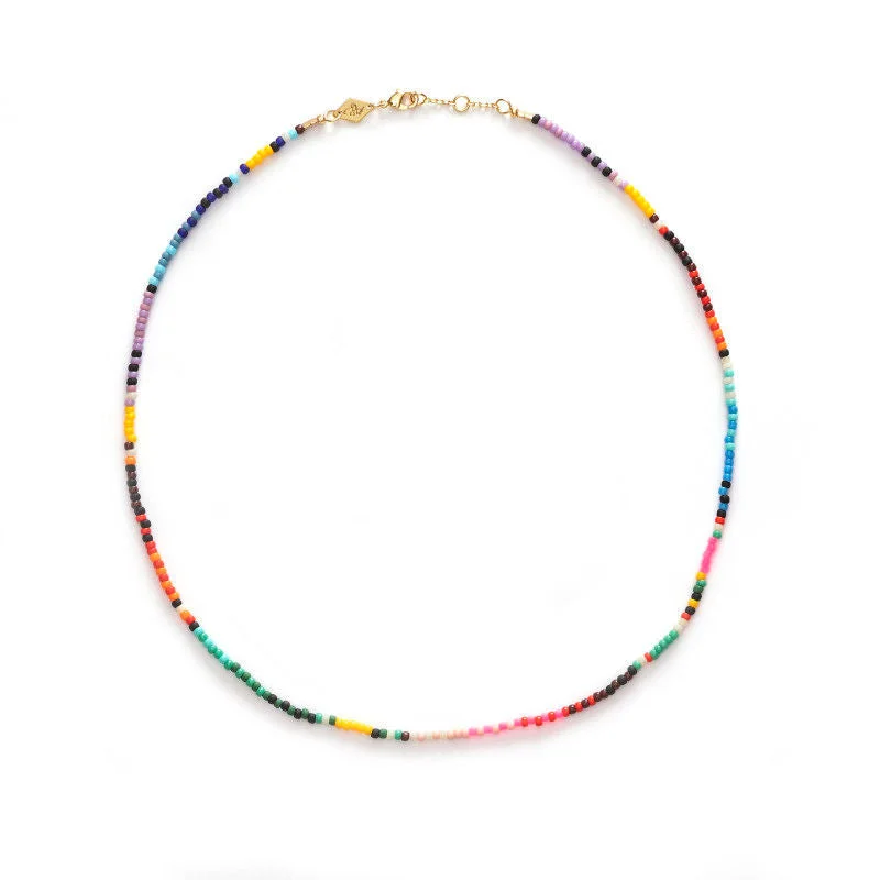 Ladies custom necklaces-Back To Baja Gold Plated Necklace w. Mixed coloured Beads