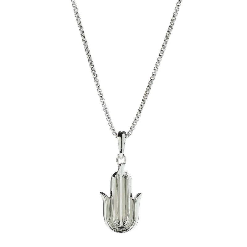 Ladies sterling silver necklaces-Hope Hamsa Silver Necklaces w.