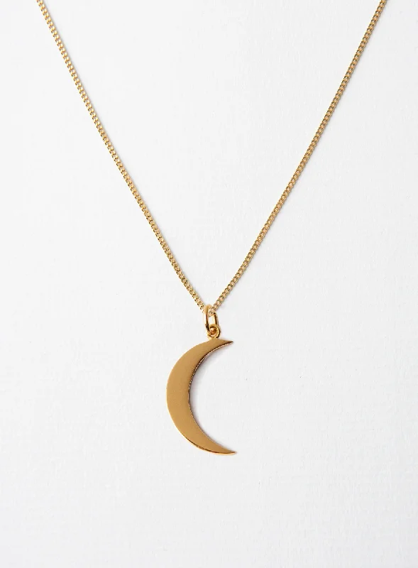 Ladies designer necklaces-Big Moon 14K Gold Plated Necklace