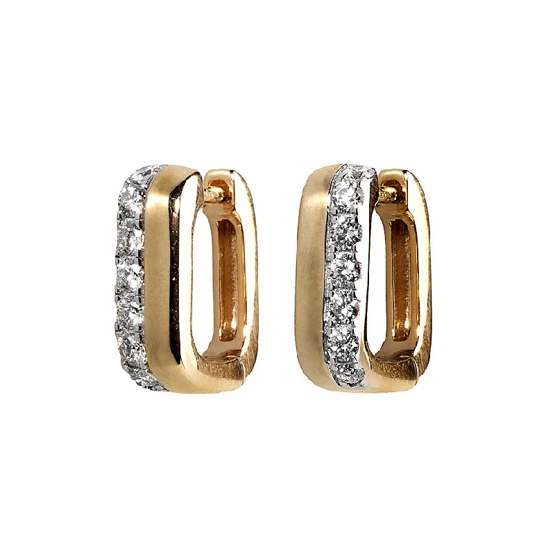 Ladies statement earrings-Gold + Diamond Bar Huggies