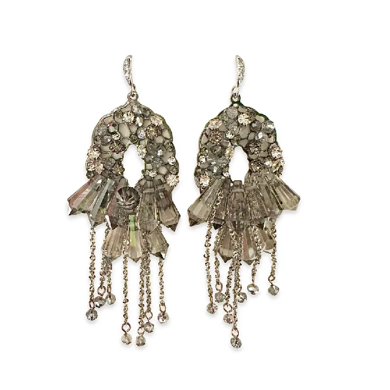 Ladies bridal pearl earrings-Paige Crystal Chandelier Statement Earrings