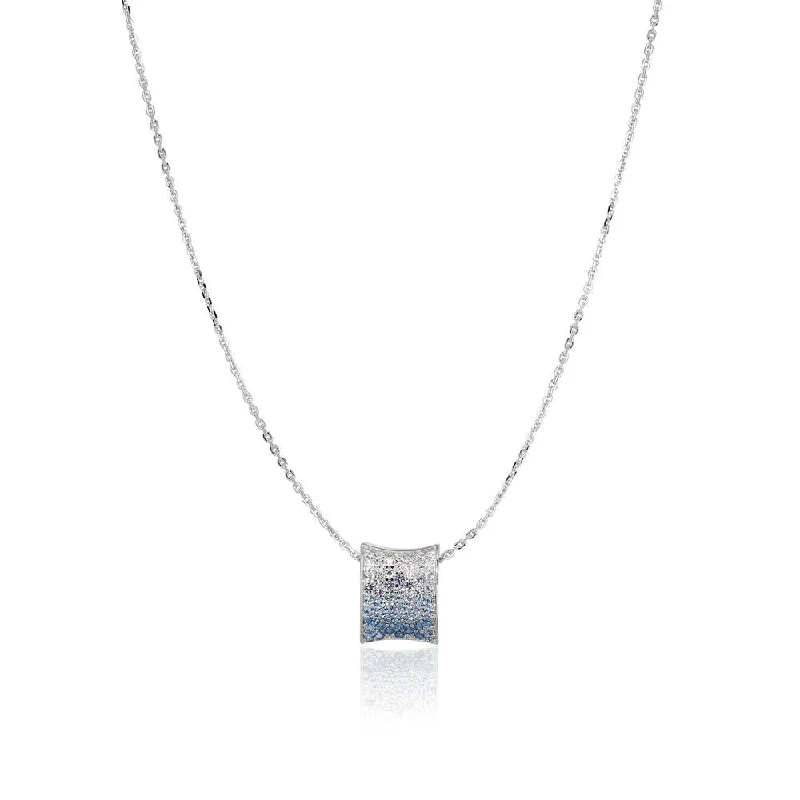 Ladies sapphire necklaces-Felline Concavo Silver Necklace w. Blue Zirconias