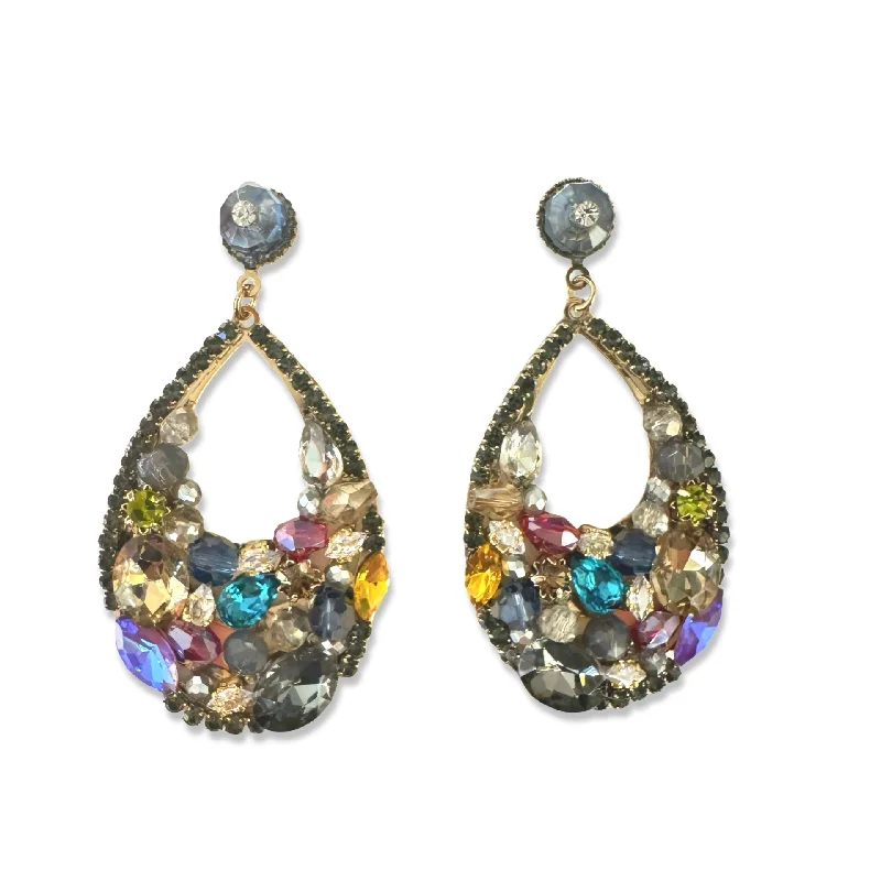 Ladies sapphire earrings-Noellery Sparkle Teardrop Applique Earrings