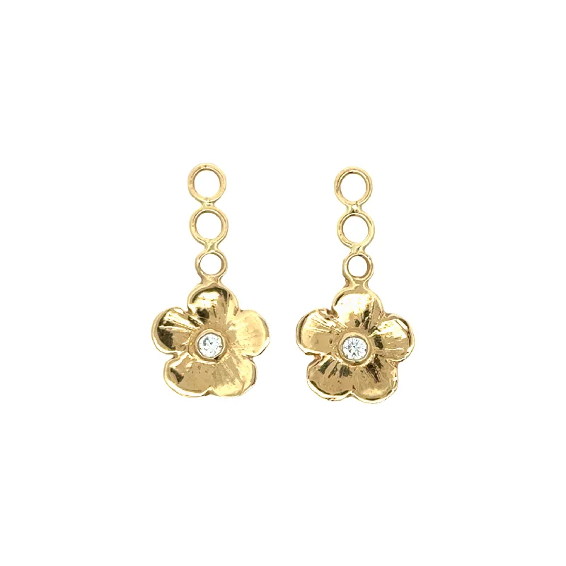 Ladies asymmetrical earrings-Diamond Petunia Hanging Ear Jacket