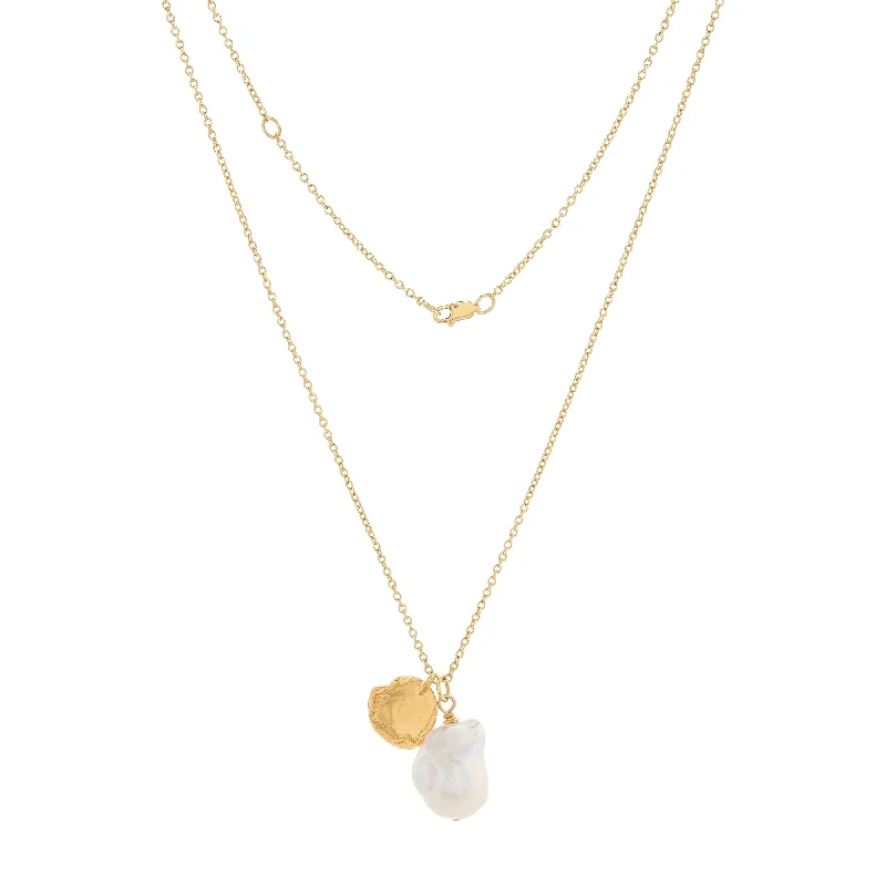 Ladies infinity symbol necklaces-Ula pearl Gold Plated Necklace w. Pearl