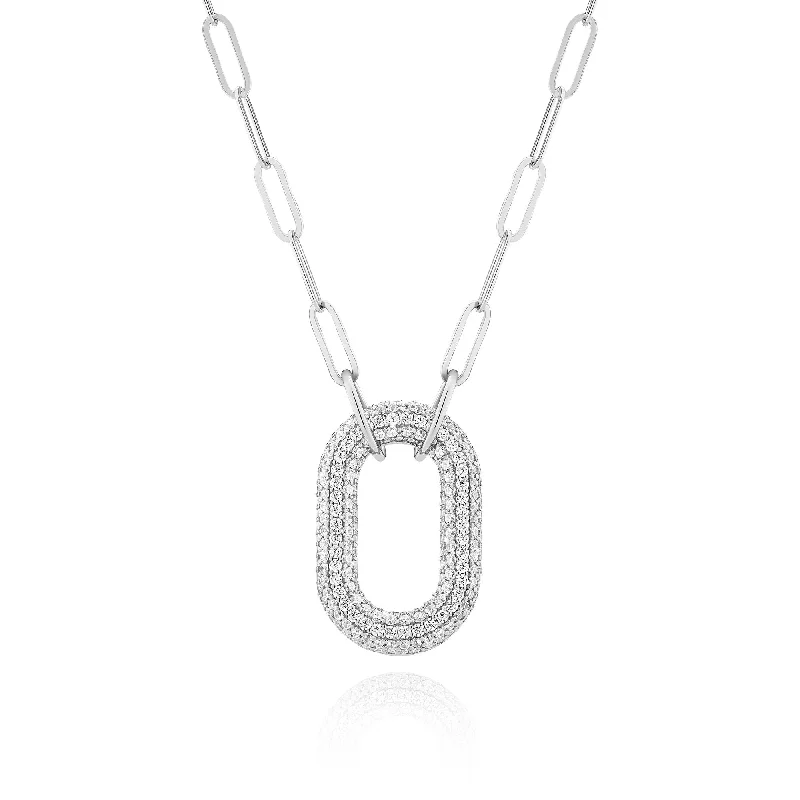 Ladies silver necklaces-Capri Uno Silver Necklace w. Zirconia