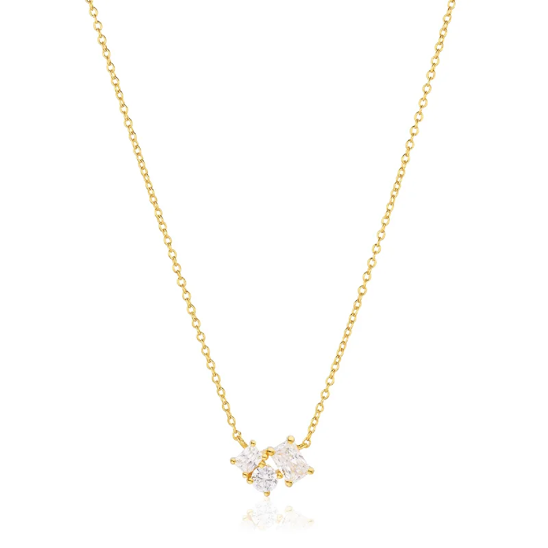 Ladies infinity necklaces-Ivrea Three 18K Gold Plated Necklace w. Zirconias