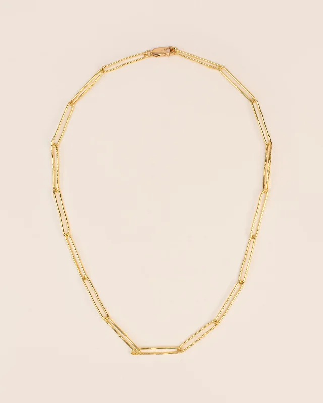 Ladies moonstone necklaces-Hammered link chain 18K Gold Necklace