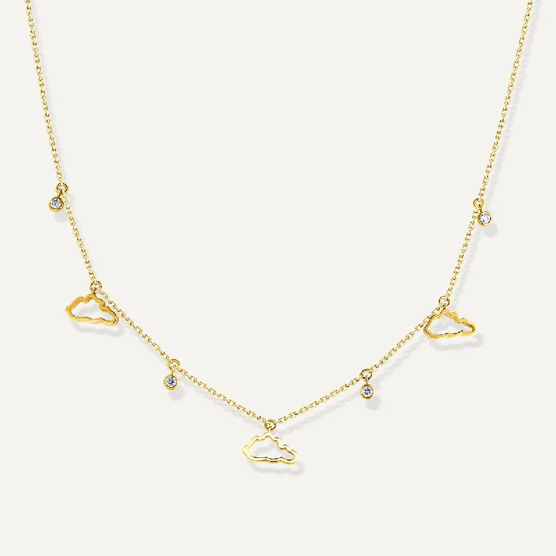 Ladies sterling silver pendant necklaces-Allusia Love Three 18K Gold Necklace w. Diamonds