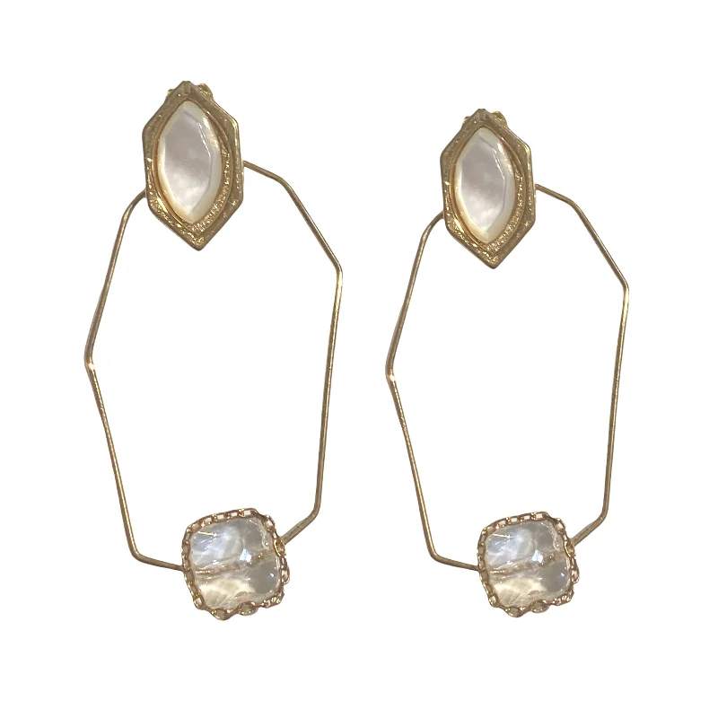 Ladies luxury hoop earrings-Kory Pearl Hexagon Crystal Jacket