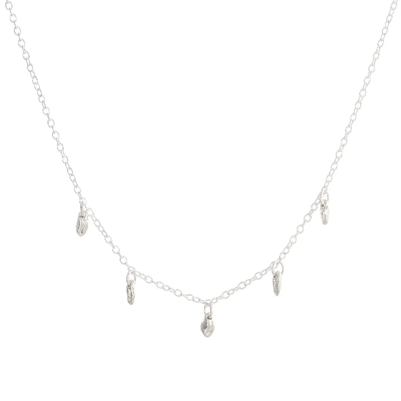 Ladies vintage gold necklaces-Droplets Silver Necklace