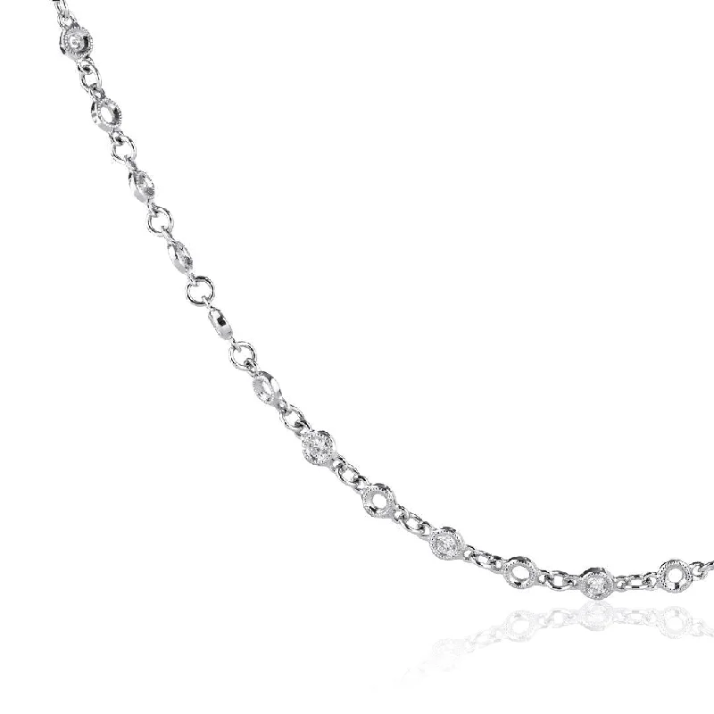 Ladies bridal necklaces-Signature Chain 18K Gold, Rosegold or Whitegold Necklace w. Diamonds