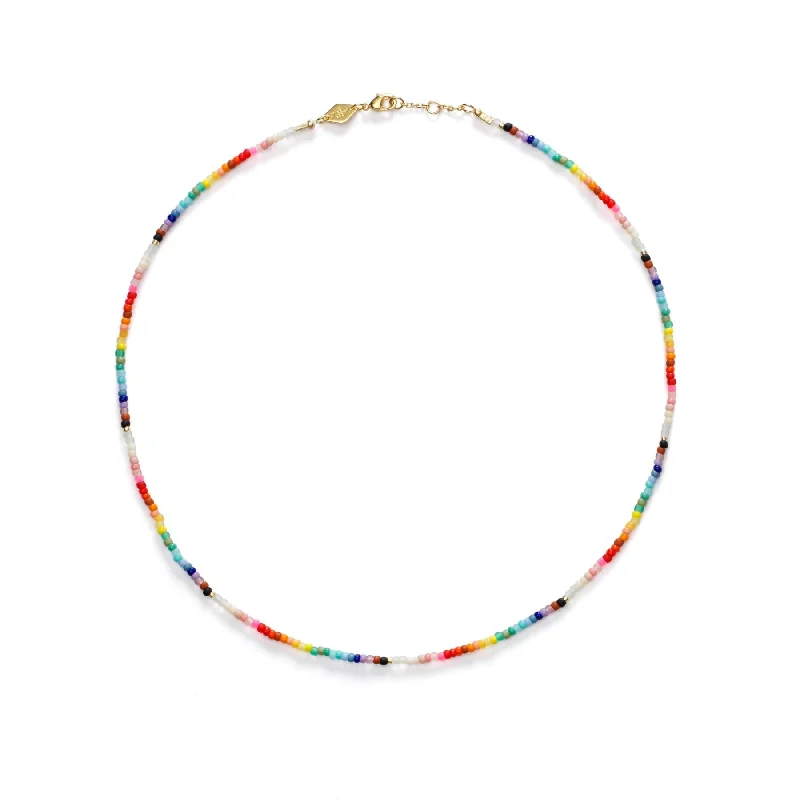 Ladies crystal necklaces-Nuanua Gold Plated Necklace w. Mixed coloured Beads