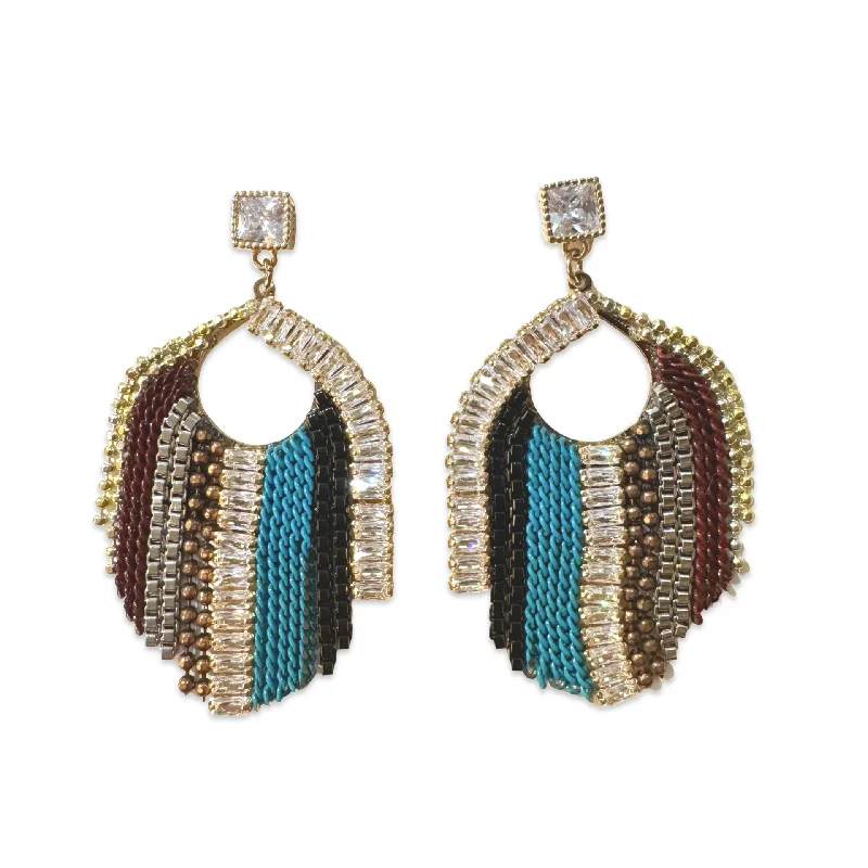 Ladies statement earrings-Akira Tassel Deco Statement Earrings