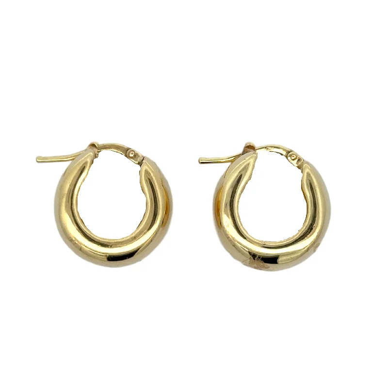 Ladies boho earrings-Thick Gold Hoops