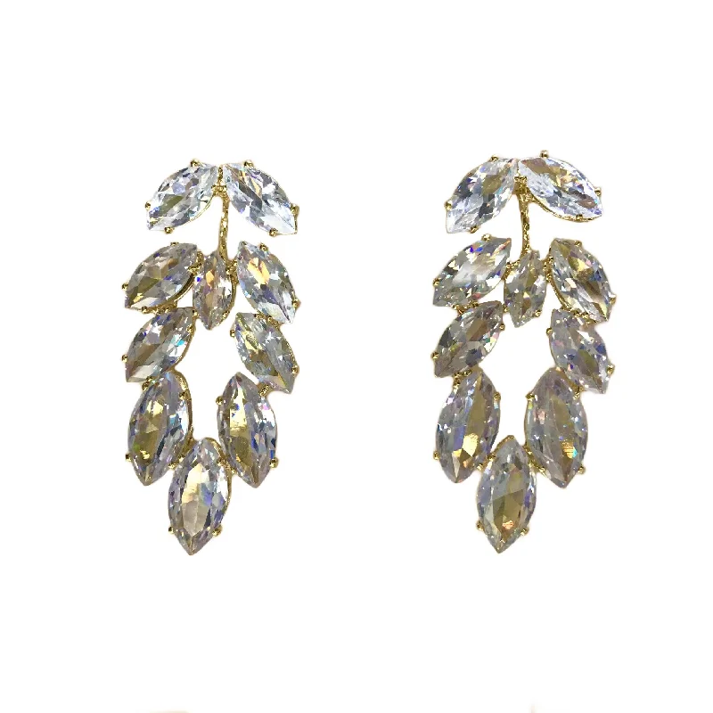 Ladies gold dangling earrings-Marquis Vine Statement Earring