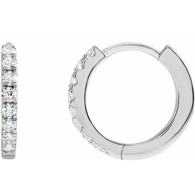 Ladies twisted hoop earrings-Mini 12mm 14K Diamond Huggie Earrings (RE1846)