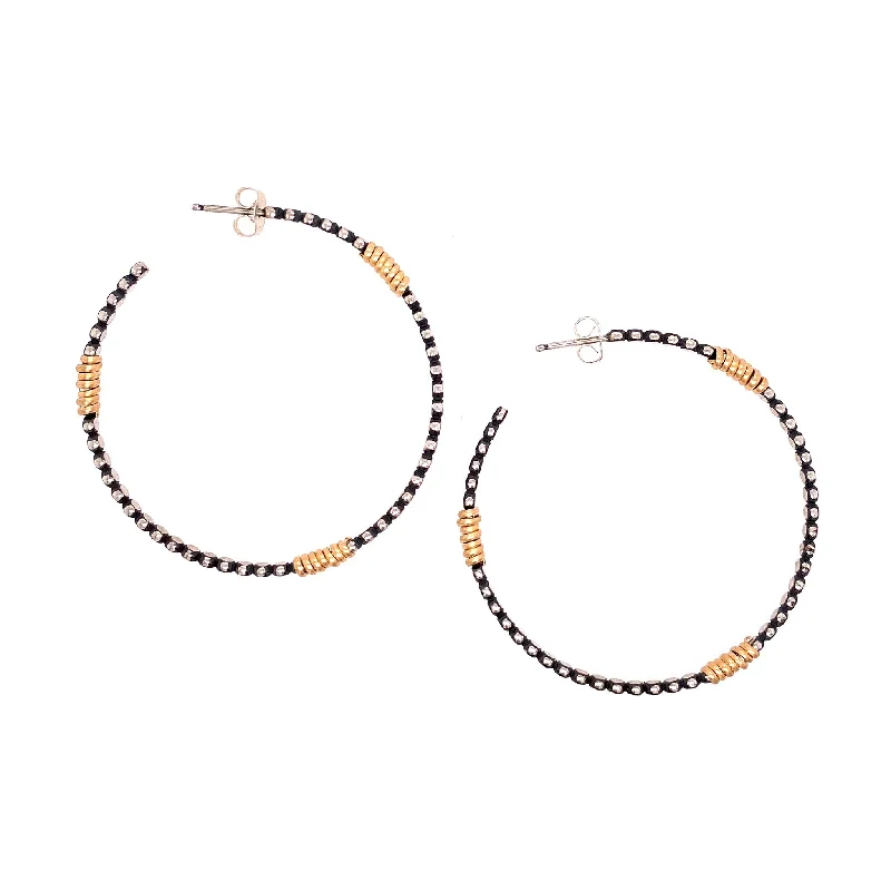 Ladies boho earrings-Large Front Facing Bead Hoop with Wraps Earrings (E1649)