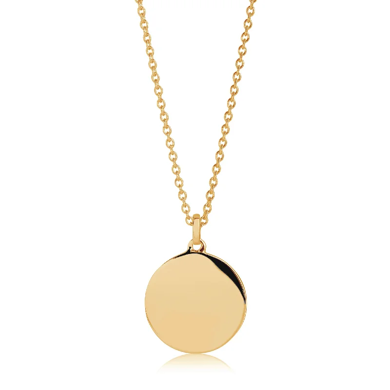 Ladies geometric necklaces-Follina Pianura Gold Plated Necklace 16 mm Pendant