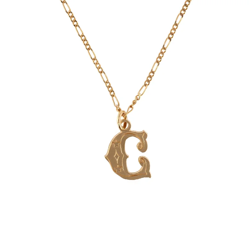 Ladies minimalist necklaces-Circus Letter C Gold Plated Necklace