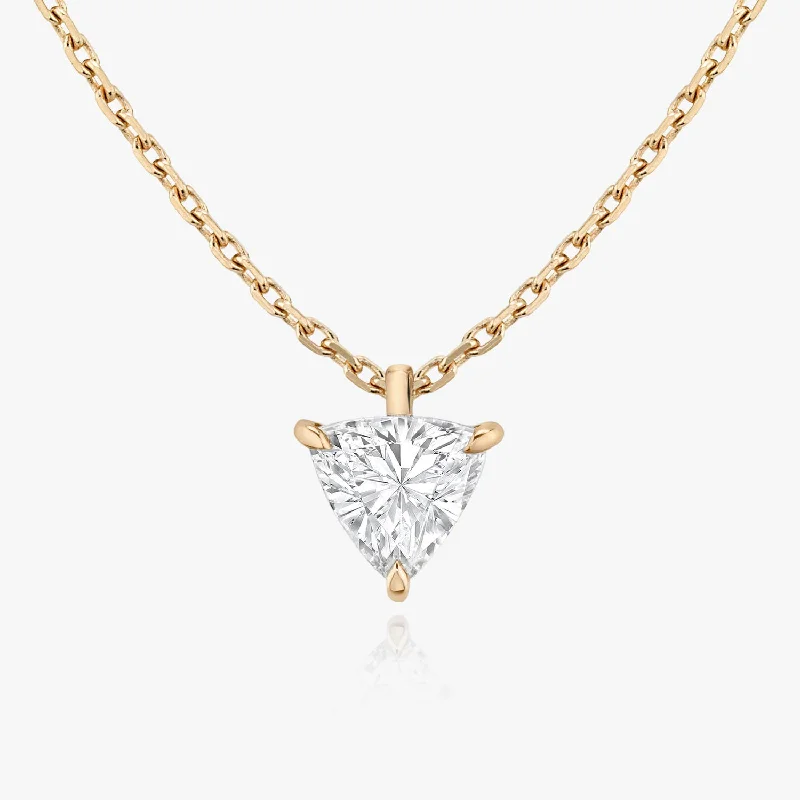 Ladies chain necklaces-Solitaire Trillion 14K Rosegold Necklace w. Lab-Grown Diamond