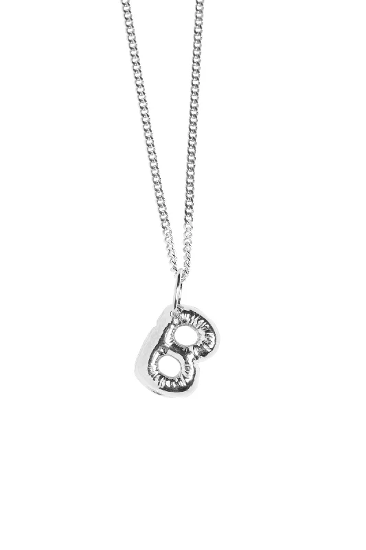 Ladies layered necklaces-Letter B Silver Necklace