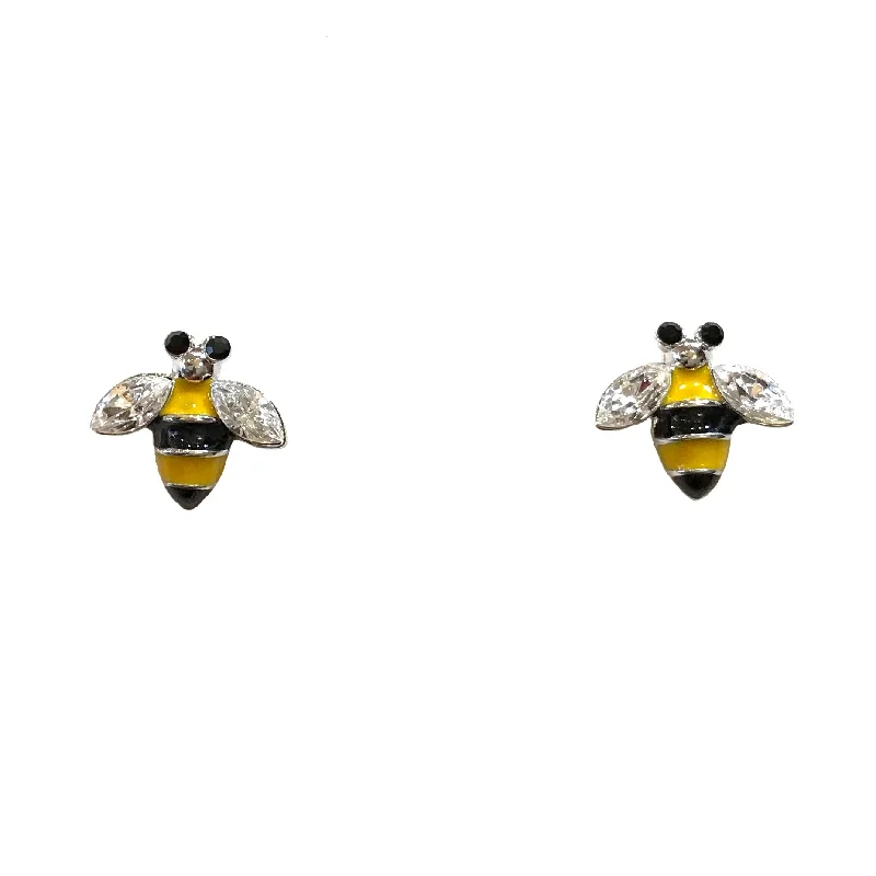 Ladies gemstone stud earrings-Bumble Bee Brass Earrings