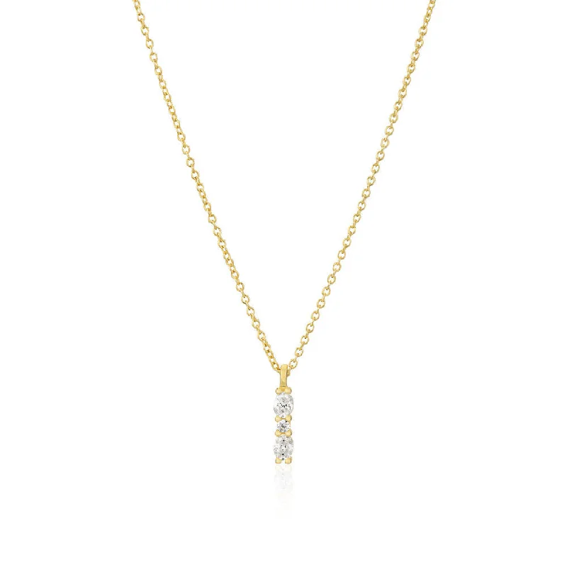 Ladies diamond necklaces-Ellera Ovale Piccolo 18K Gold Plated Necklace w. Zirconia