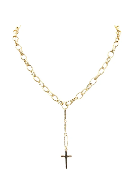 Ladies silver pendant necklaces-Cross Pendant Gold Chain Necklace