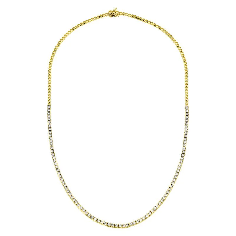 Ladies minimalist necklaces-Halfway 4 Prong Diamond Tennis Necklace