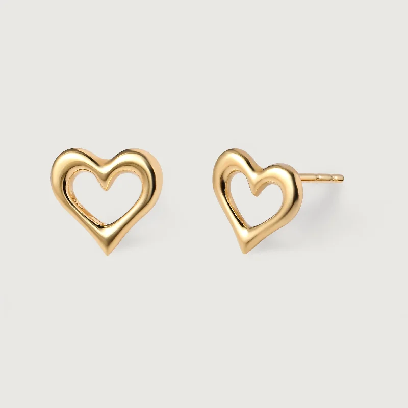 Ladies twist earrings-Heart Essential Earrings in 9K Gold