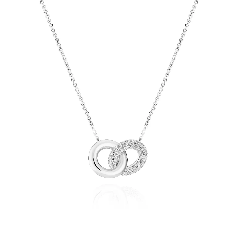 Ladies designer necklaces-Carrara Due Piccolo Silver Necklace w. Zirconia