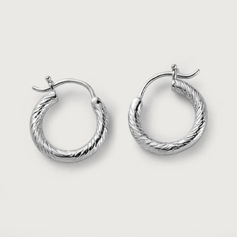 Ladies silver hoop earrings-Ocean Mini Hoop Earrings