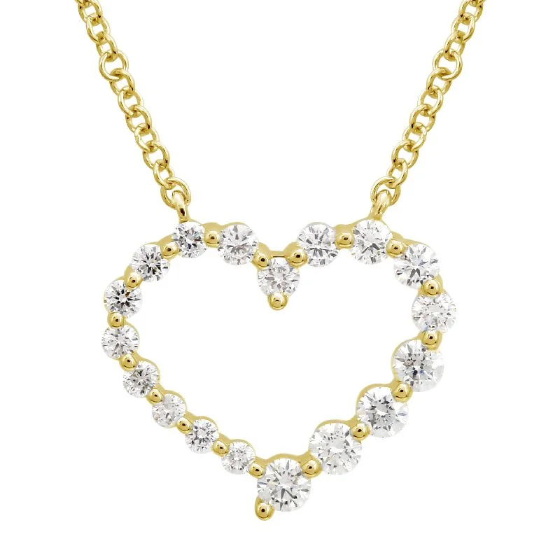 Ladies fine necklaces-Round Brilliant Heart Necklace