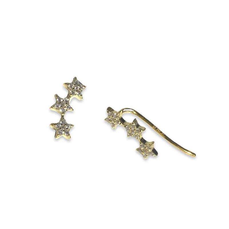 Ladies art deco earrings-Star Crawler Earrings