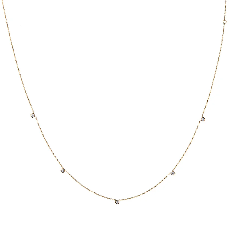 Ladies dainty necklaces-Stellar Five Star 18K Gold Necklace w. Diamonds