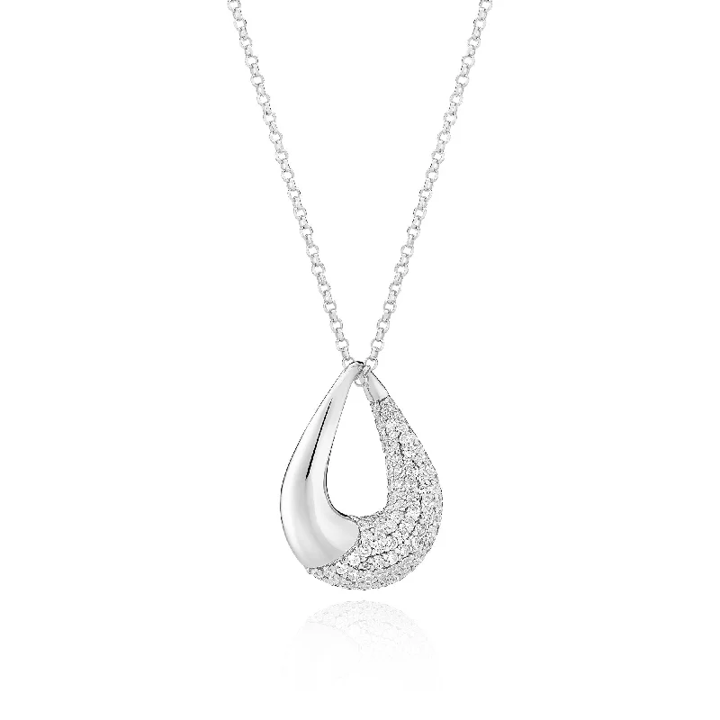 Ladies diamond necklaces-Glorenza Silver Necklace w. Zirconia