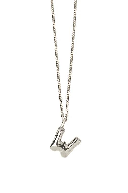 Ladies modern pendant necklaces-Letter W Silver Necklace